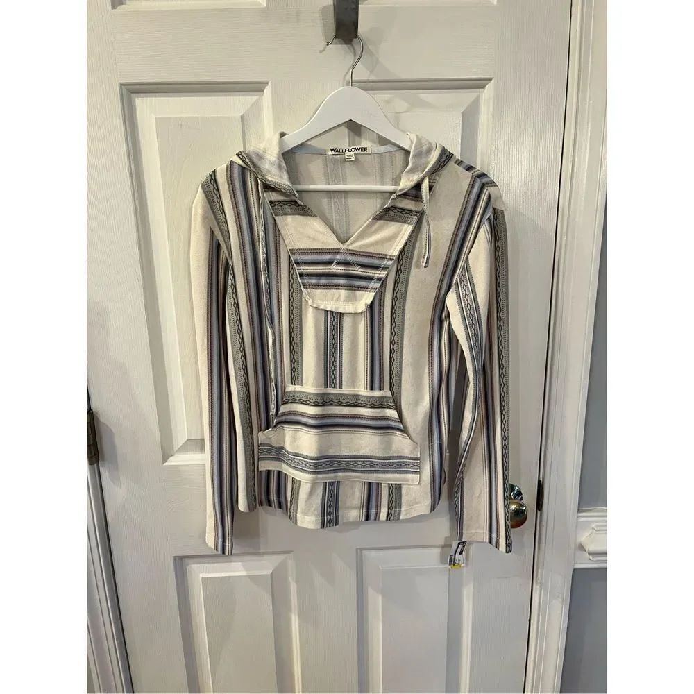 Wallflower Lightweight Striped Jersey Baja Hoodie sz S